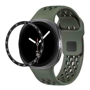 For Samsung Galaxy Watch8 44mm Speed Bezel and Black Reverse Buckle Silicone Watch Band(Army Green Black)