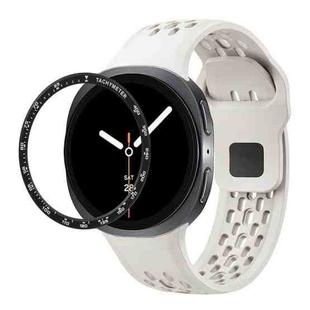 For Samsung Galaxy Watch8 44mm Speed Bezel and Black Reverse Buckle Silicone Watch Band(Beige Black)