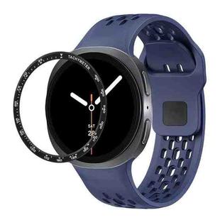 For Samsung Galaxy Watch8 44mm Speed Bezel and Black Reverse Buckle Silicone Watch Band(Midnight Blue Black)
