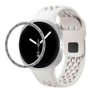 For Samsung Galaxy Watch8 40mm Speed Bezel and Black Reverse Buckle Silicone Watch Band(Beige Silver)