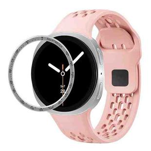 For Samsung Galaxy Watch8 40mm Speed Bezel and Black Reverse Buckle Silicone Watch Band(Pink Silver)