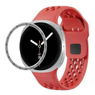 For Samsung Galaxy Watch8 40mm Speed Bezel and Black Reverse Buckle Silicone Watch Band(Red Silver)
