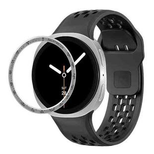 For Samsung Galaxy Watch8 40mm Speed Bezel and Black Reverse Buckle Silicone Watch Band(Black Silver)