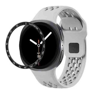 For Samsung Galaxy Watch8 40mm Speed Bezel and Black Reverse Buckle Silicone Watch Band(Gray Black)
