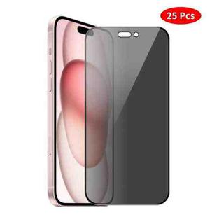 For iPhone 15 Plus JUNSUNMAY 25pcs Silk Print Full Coverage Privacy Tempered Glass Film