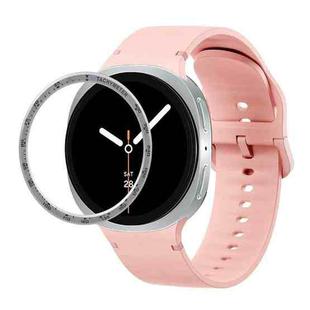 For Samsung Galaxy Watch8 44mm Speed Bezel and Solid Color Stitched Silicone Watch Band(Pink Silver)