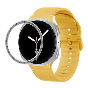 For Samsung Galaxy Watch8 44mm Speed Bezel and Solid Color Stitched Silicone Watch Band(Official Yellow Silver)