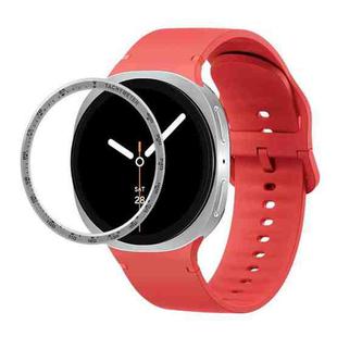 For Samsung Galaxy Watch8 44mm Speed Bezel and Solid Color Stitched Silicone Watch Band(Red Silver)