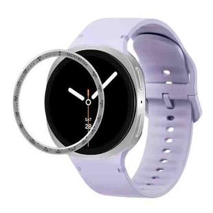 For Samsung Galaxy Watch8 44mm Speed Bezel and Solid Color Stitched Silicone Watch Band(Official Purple Silver)