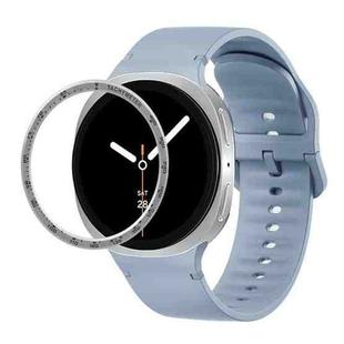 For Samsung Galaxy Watch8 44mm Speed Bezel and Solid Color Stitched Silicone Watch Band(Jewel Blue Silver)