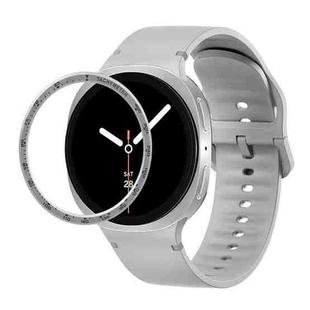 For Samsung Galaxy Watch8 44mm Speed Bezel and Solid Color Stitched Silicone Watch Band(Gray Silver)