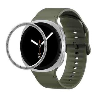 For Samsung Galaxy Watch8 44mm Speed Bezel and Solid Color Stitched Silicone Watch Band(Army Green Silver)