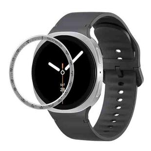 For Samsung Galaxy Watch8 44mm Speed Bezel and Solid Color Stitched Silicone Watch Band(Dark Gray Silver)