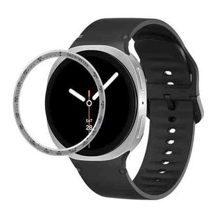 For Samsung Galaxy Watch8 44mm Speed Bezel and Solid Color Stitched Silicone Watch Band(Black Silver)