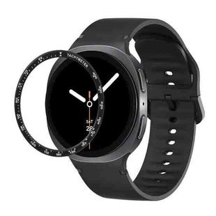 For Samsung Galaxy Watch8 44mm Speed Bezel and Solid Color Stitched Silicone Watch Band(Black Black)