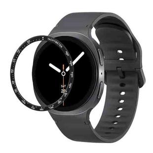 For Samsung Galaxy Watch8 44mm Speed Bezel and Solid Color Stitched Silicone Watch Band(Dark Gray Black)