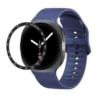 For Samsung Galaxy Watch8 44mm Speed Bezel and Solid Color Stitched Silicone Watch Band(Midnight Blue Black)