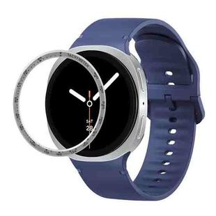 For Samsung Galaxy Watch8 40mm Speed Bezel and Solid Color Stitched Silicone Watch Band(Midnight Blue Silver)