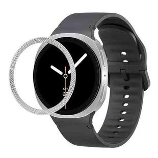For Samsung Galaxy Watch8 44mm Rhombic Texture Bezel and Solid Color Stitched Silicone Watch Band(Dark Gray Silver)