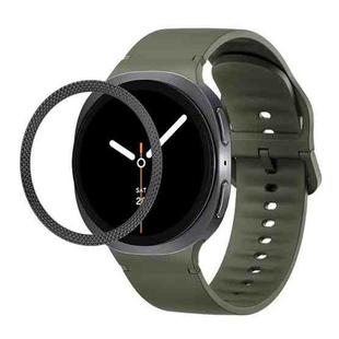 For Samsung Galaxy Watch8 44mm Rhombic Texture Bezel and Solid Color Stitched Silicone Watch Band(Army Green Black)
