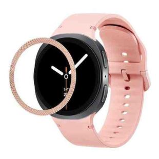 For Samsung Galaxy Watch8 44mm Rhombic Texture Bezel and Solid Color Stitched Silicone Watch Band(Pink Rose Gold)