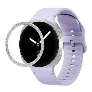 For Samsung Galaxy Watch8 40mm Rhombic Texture Bezel and Solid Color Stitched Silicone Watch Band(Official Purple Silver)