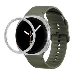 For Samsung Galaxy Watch8 40mm Rhombic Texture Bezel and Solid Color Stitched Silicone Watch Band(Army Green Silver)