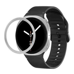 For Samsung Galaxy Watch8 40mm Rhombic Texture Bezel and Solid Color Stitched Silicone Watch Band(Black Silver)
