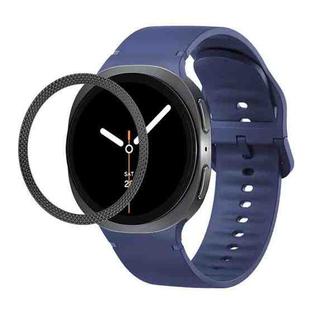 For Samsung Galaxy Watch8 40mm Rhombic Texture Bezel and Solid Color Stitched Silicone Watch Band(Midnight Blue Black)