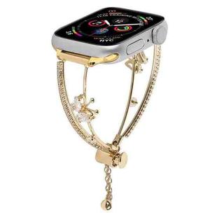 For Apple Watch 46mm / 49mm / 45mm / 44mm Copper-Inlaid Butterfly Zircon Bracelet Watch Band(Gold)