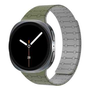 For Samsung Galaxy Watch8 / Watch8 Classic Integrated Magnetic Silicone Watch Band(Green+Gray)