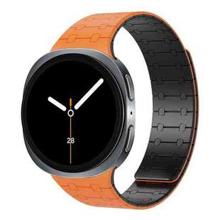 For Samsung Galaxy Watch8 / Watch8 Classic Integrated Magnetic Silicone Watch Band(Orange+Black)