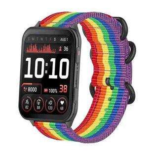 For Garmin Venu X1 Ring Buckle Nylon Canvas Watch Band(Rainbow)