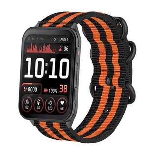 For Garmin Venu X1 Ring Buckle Nylon Canvas Watch Band(Black Orange)