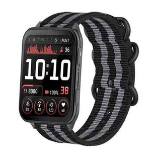 For Garmin Venu X1 Ring Buckle Nylon Canvas Watch Band(Black Gray)