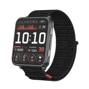 For Garmin Venu X1 Two Section Metal Ring Nylon Hook and Loop Fastener Watch Band(Black Veil)