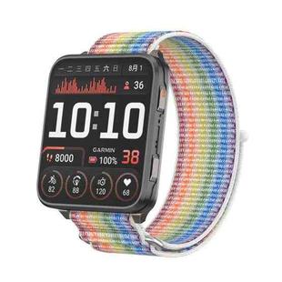 For Garmin Venu X1 Two Section Metal Ring Nylon Hook and Loop Fastener Watch Band(Colorful)