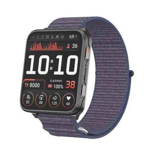 For Garmin Venu X1 Two Section Metal Ring Nylon Hook and Loop Fastener Watch Band(Midnight Blue)