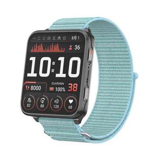 For Garmin Venu X1 Two Section Metal Ring Nylon Hook and Loop Fastener Watch Band(Chrysanthemum Blue)