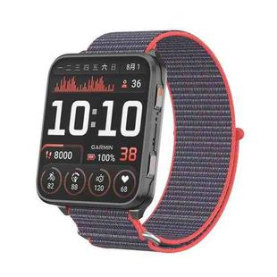 For Garmin Venu X1 Two Section Metal Ring Nylon Hook and Loop Fastener Watch Band(Glossy Pink)