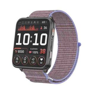 For Garmin Venu X1 Two Section Metal Ring Nylon Hook and Loop Fastener Watch Band(Lilac)