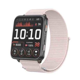 For Garmin Venu X1 Two Section Metal Ring Nylon Hook and Loop Fastener Watch Band(Pearl Pink)