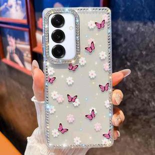 For Samsung Galaxy A16 5G Diamond Glitter Butterfly Pattern Shockproof Phone Case(Purple Butterfly B2)