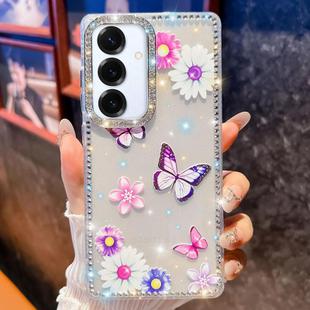 For Samsung Galaxy A16 5G Diamond Glitter Butterfly Pattern Shockproof Phone Case(Butterfly Love Flower B5)