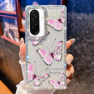 For Samsung Galaxy A26 5G Diamond Glitter Butterfly Pattern Shockproof Phone Case(Pink Butterfly B1)