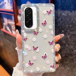 For Samsung Galaxy A26 5G Diamond Glitter Butterfly Pattern Shockproof Phone Case(Purple Butterfly B2)