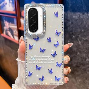 For Samsung Galaxy A26 5G Diamond Glitter Butterfly Pattern Shockproof Phone Case(Blue Butterfly B4)