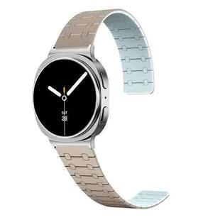 For Samsung Galaxy Watch8 / Watch8 Classic Two Color Loop Magnetic Silicone Watch Band(Khaki+Light Cyan)
