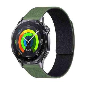 22mm Lychee Texture Soft Magnetic Silicone Watch Band(Green Black)