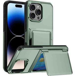 For iPhone 16 Pro Kalebol Flip Card Wallet Holder Shockproof Phone Case(Army Green)